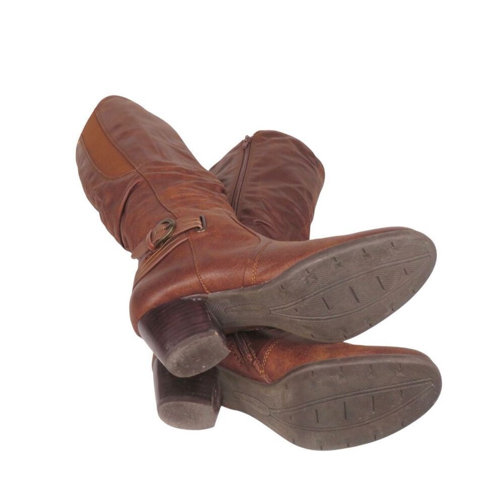 Baretraps Rosemary Tall Slouch Heeled Boots Round Toe Faux Leather Women 8 Brown - Picture 6 of 7